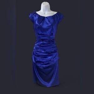 Jax Royal Blue Satin Ruched Midi Dress